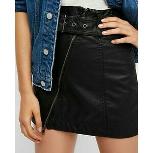 Free People Feelin’ Fresh Vegan Leather Mini Skirt in Black